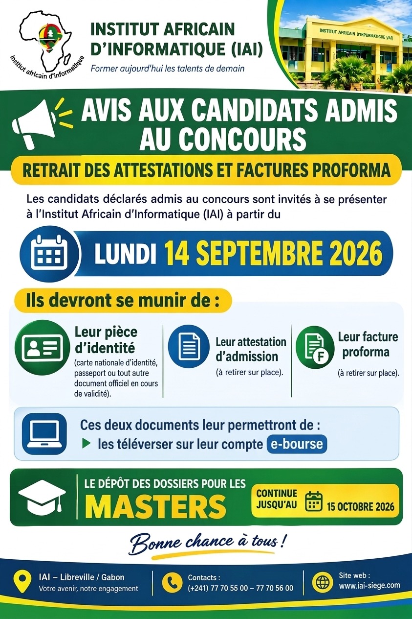 Avis aux candidats admis au concours