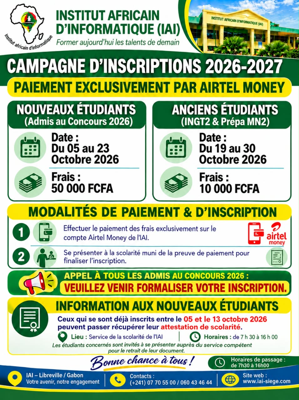 CAMPAGNE D'INSCRIPTIONS 2026-2027